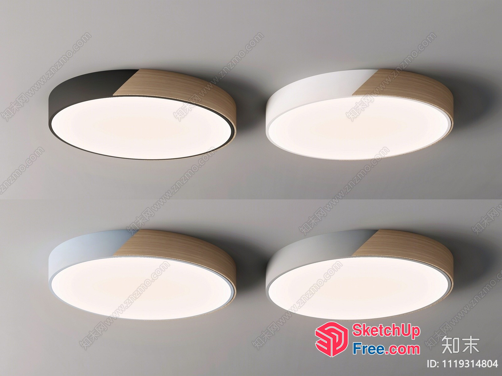 Oval Ceiling Lights With Wooden Accents 3D SketchUp File