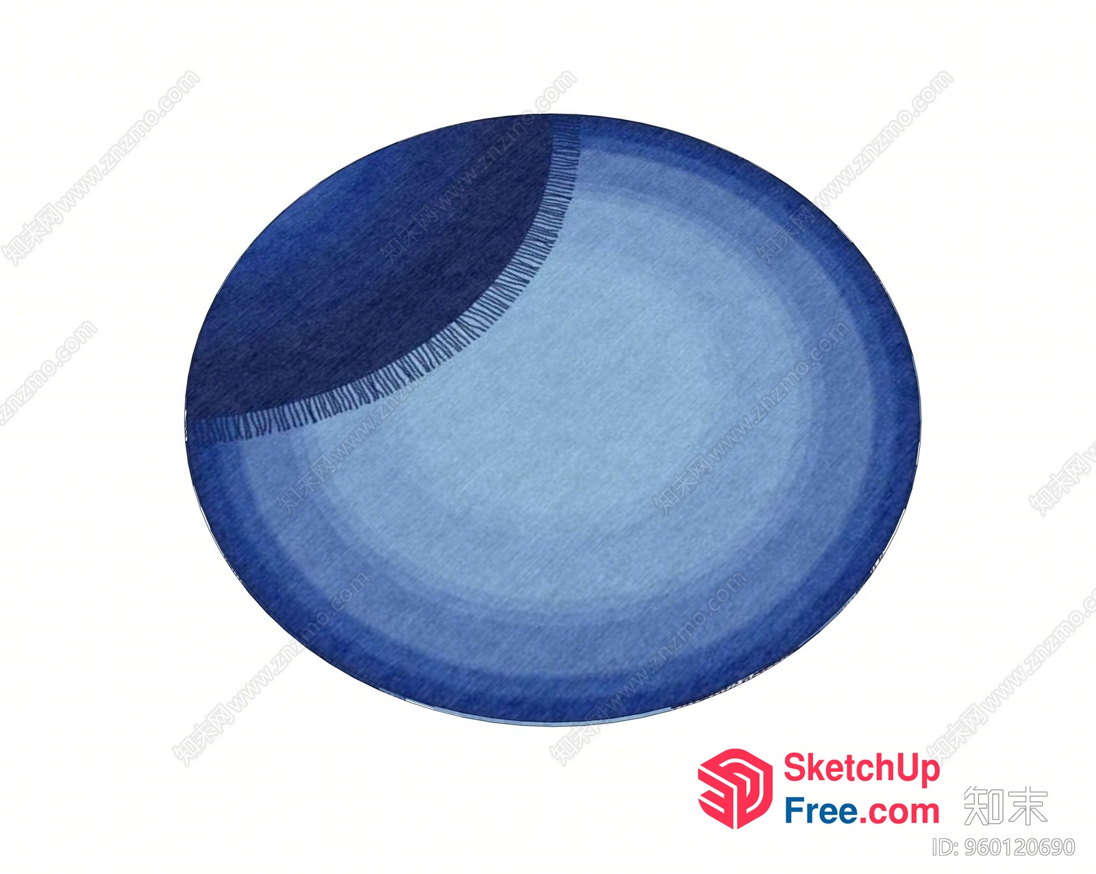 Oval Blue And Light Blue Decorative Plate 3D SketchUp File