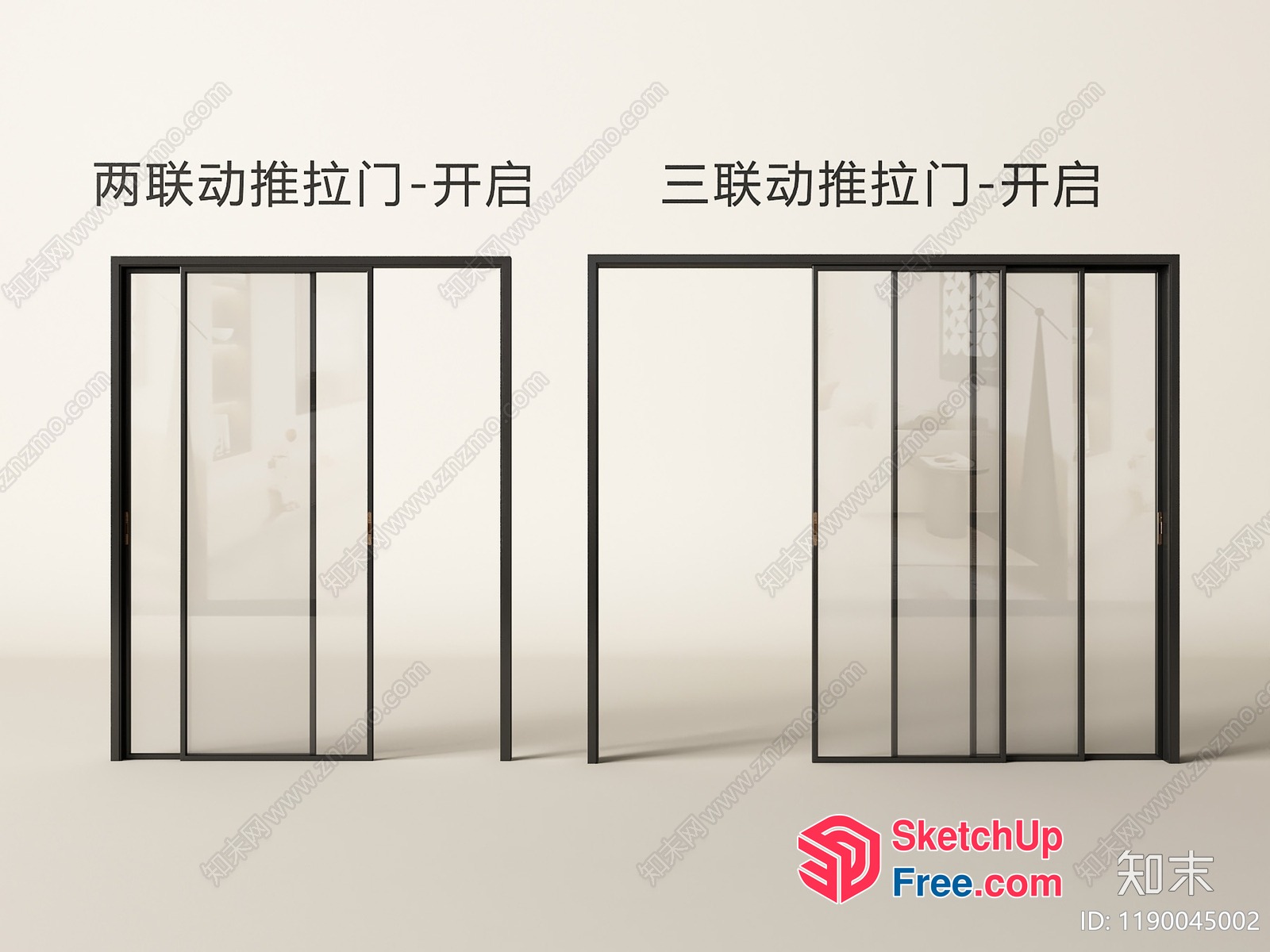 Two Sliding Glass Doors And One Sliding Glass Wall 3D SketchUp File