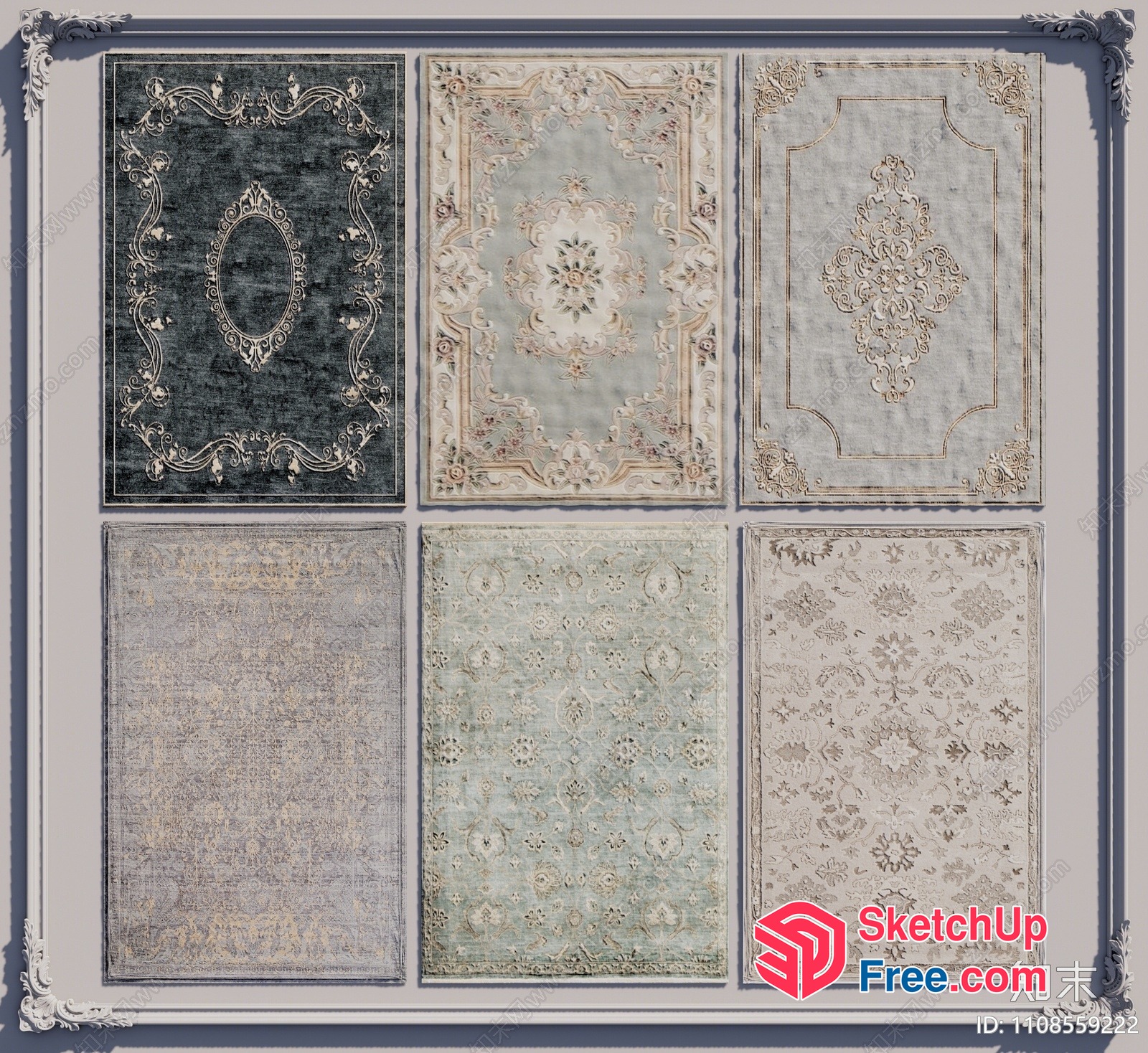 Elegant Ornate Patterns And Textures On Rugs 3D SketchUp File