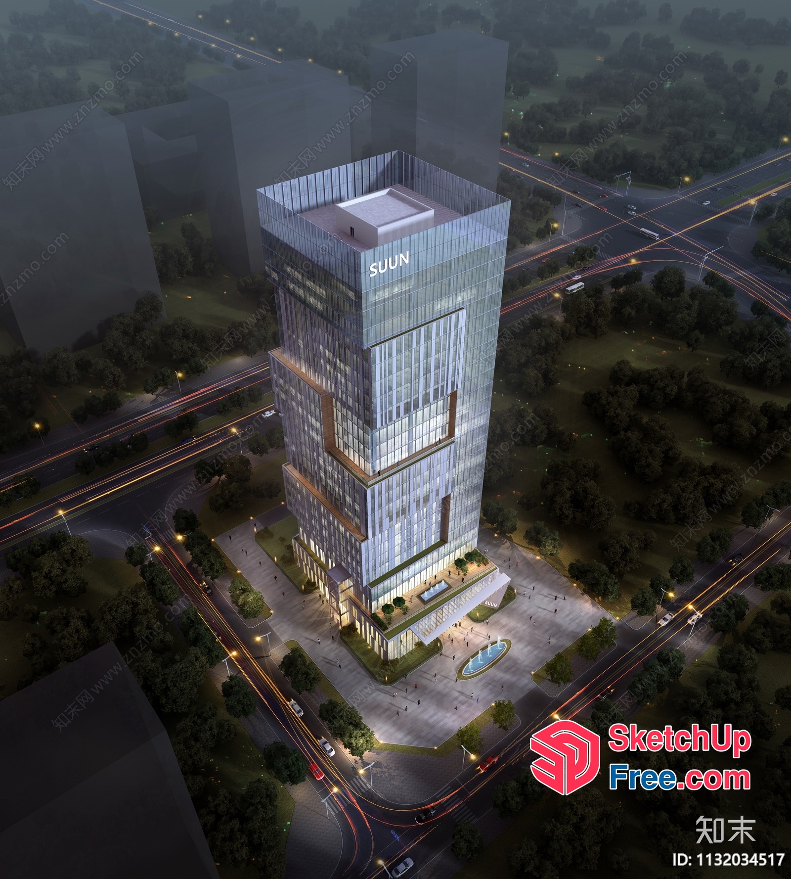 Modern Glass And Steel Office Building 3D SketchUp File