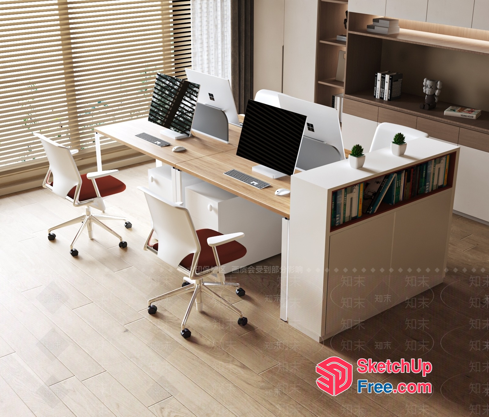 Modern Office Space With Natural Light 3D SketchUp File