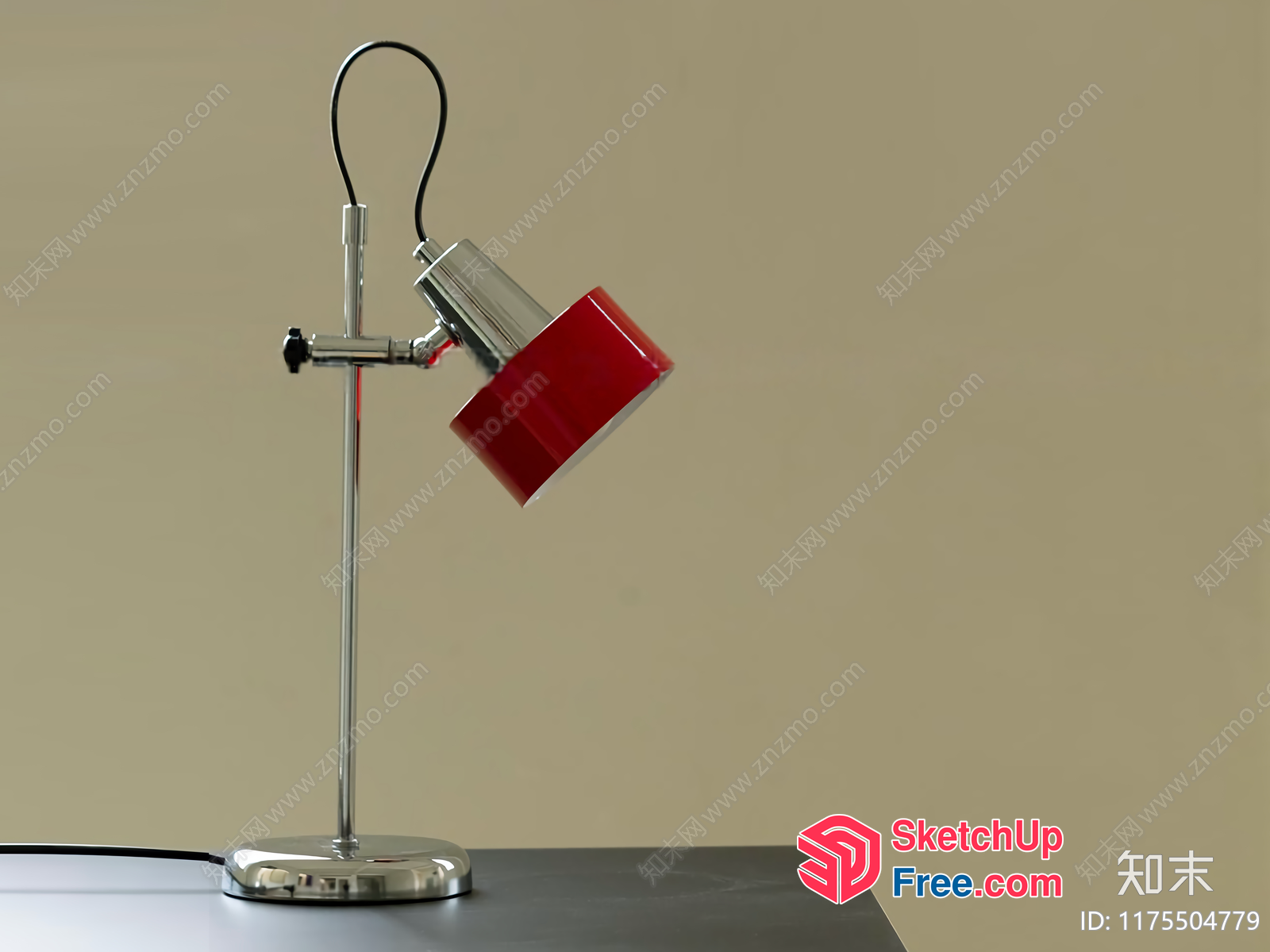 A Red Lamp On A Silver Stand 3D SketchUp File