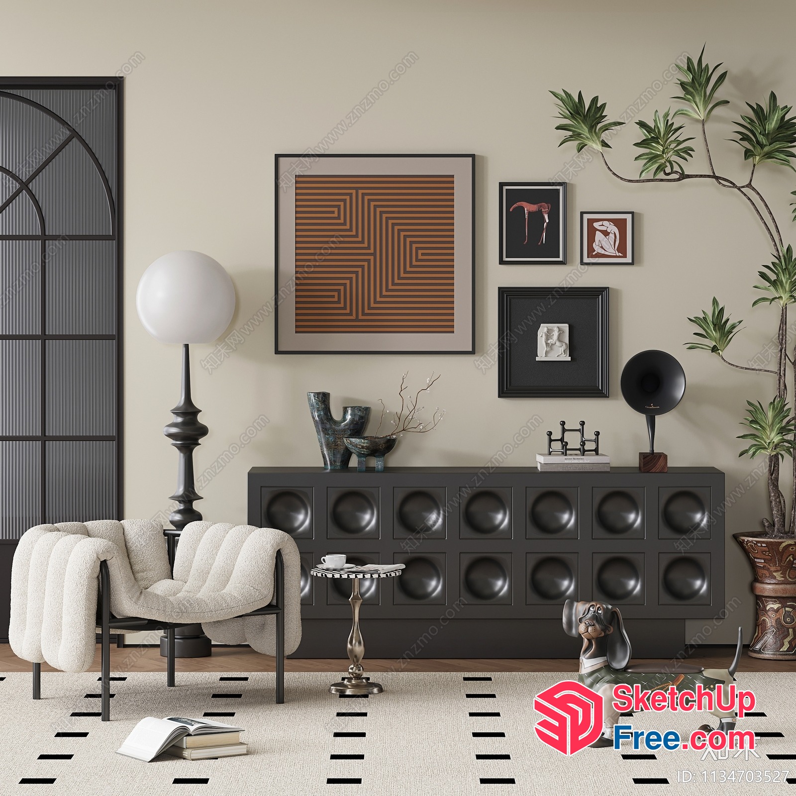 Modern Minimalist Interior With Art Deco Accents 3D SketchUp File