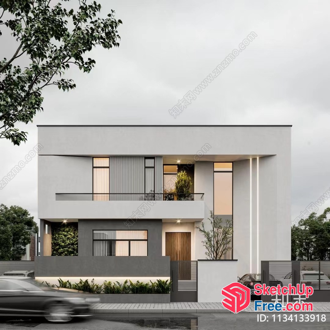 Modern Minimalist Villa Exterior 3D SketchUp File