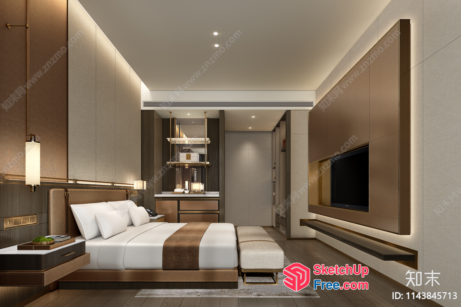 Modern Minimalist Bedroom Interior Design With Neutral Tones 3D SketchUp File