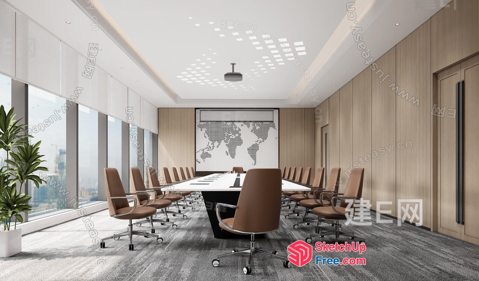Conference Room With Elegant Table And Chairs 3D SketchUp File