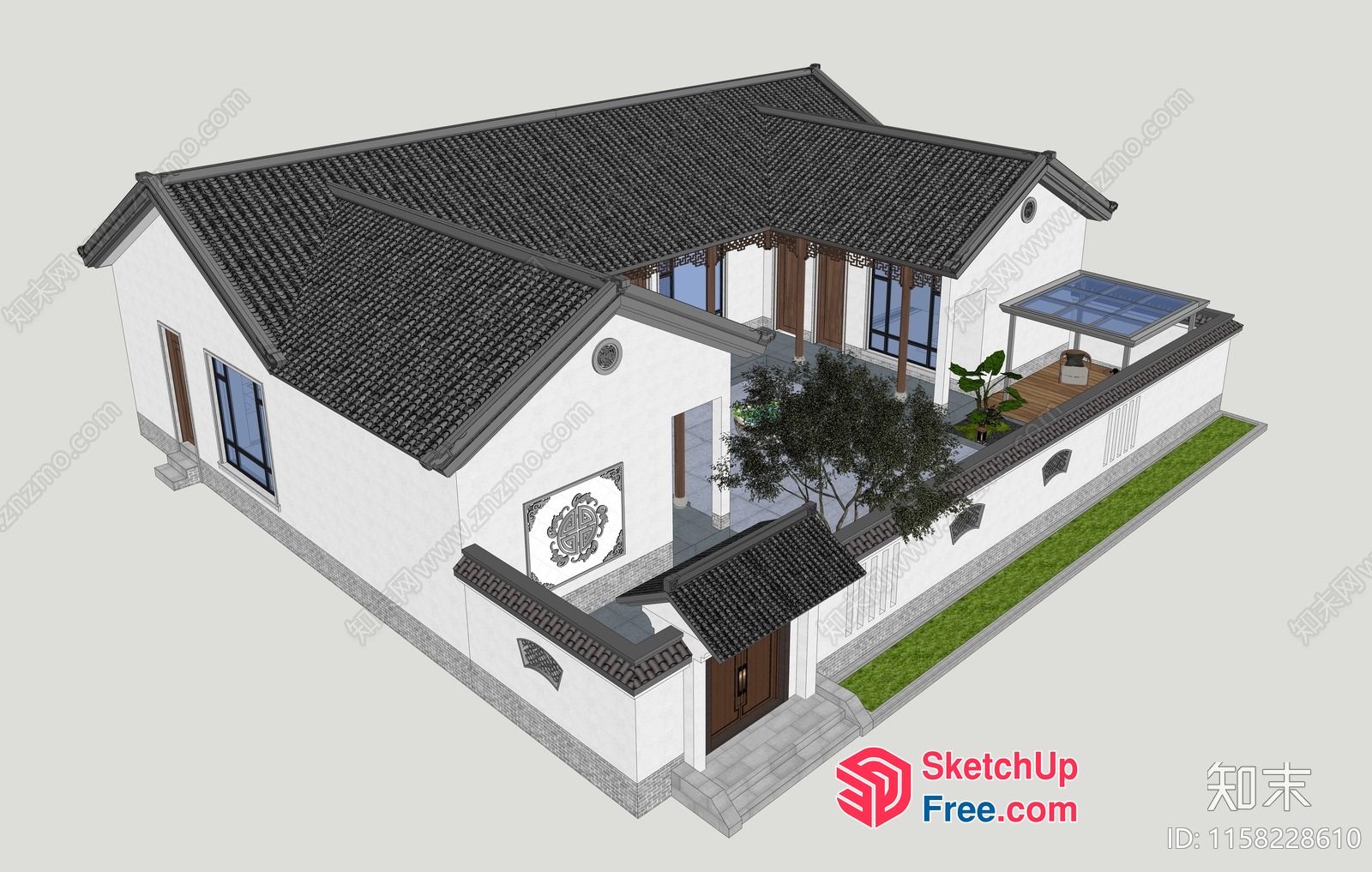 Traditional Chinese House Exterior Design 3D SketchUp File