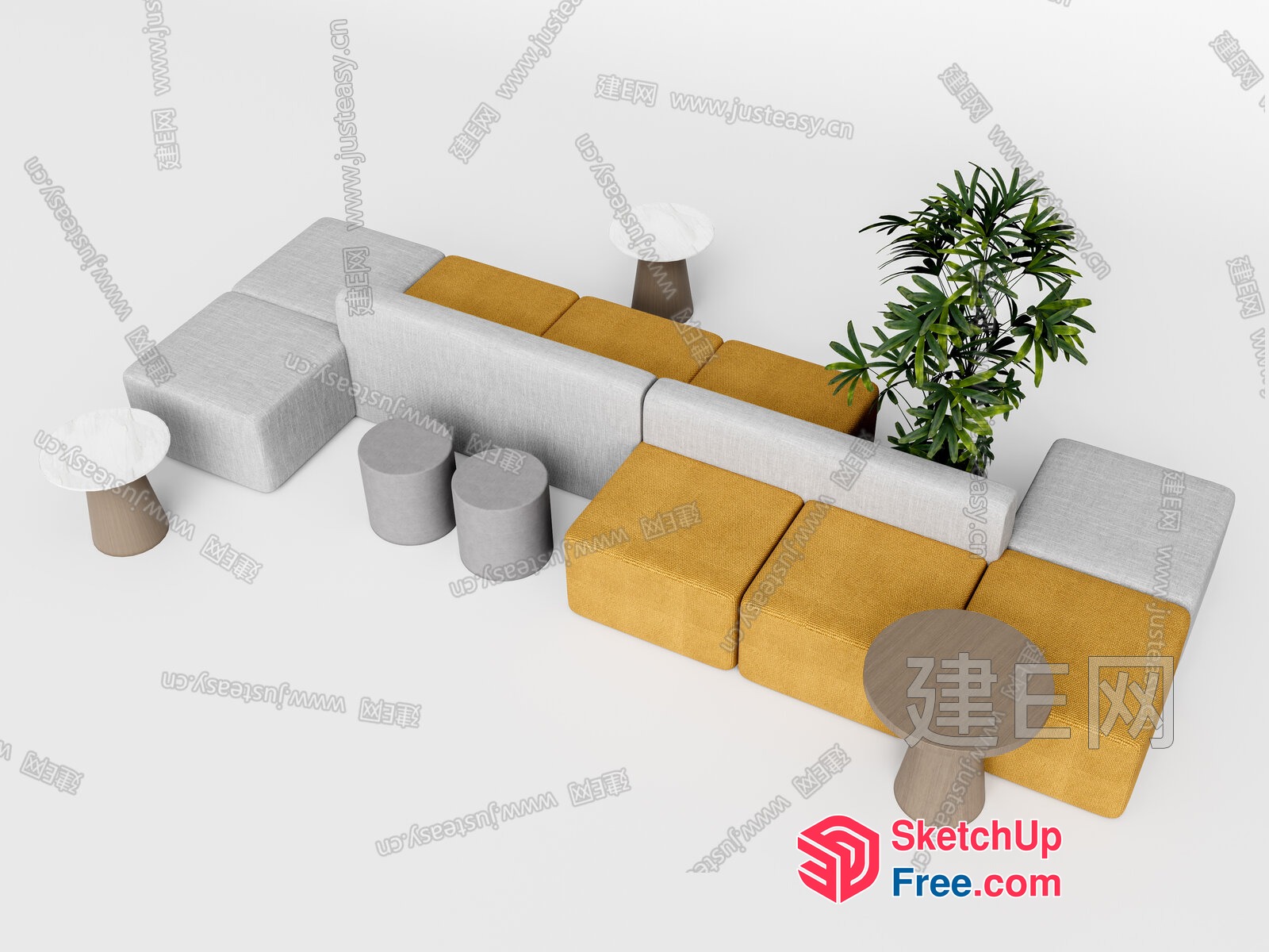 Modern Living Room Furniture Arrangement 3D SketchUp File