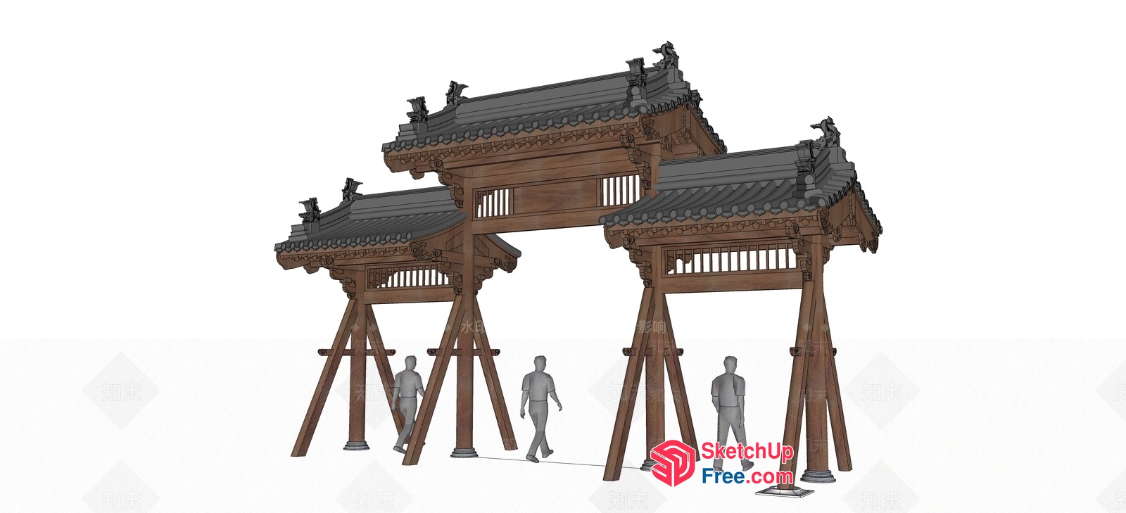 Traditional Chinese Architecture Gate 3D SketchUp File