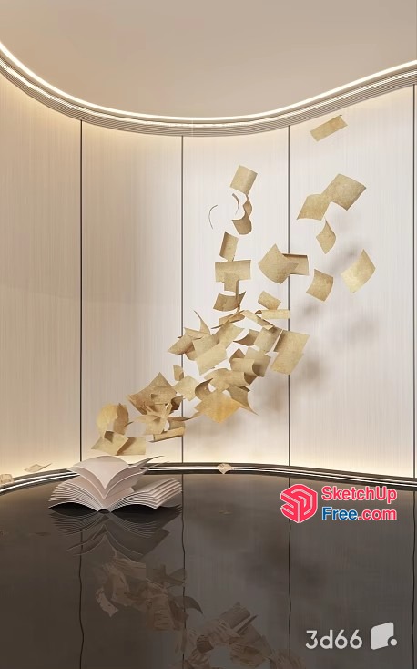 Bookshelf Falling Apart In A Modern Interior 3D SketchUp File