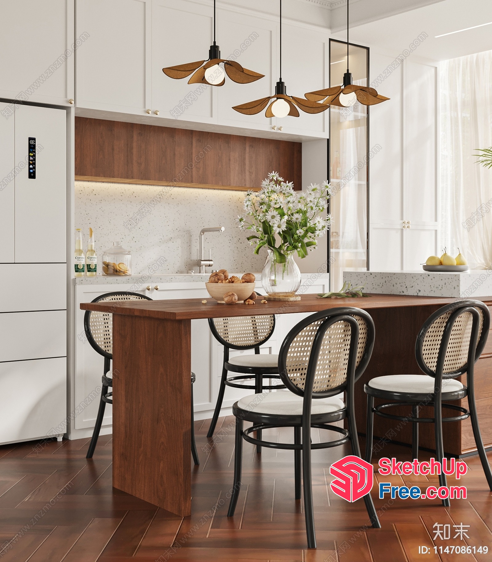 Modern Kitchen Interior With Elegant Lighting 3D SketchUp File