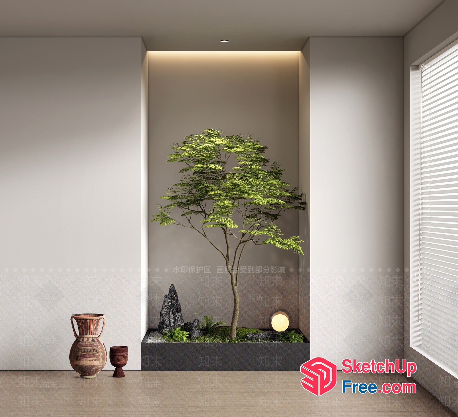 Elegant Japanese-Style Tree And Rock Arrangement 3D SketchUp File