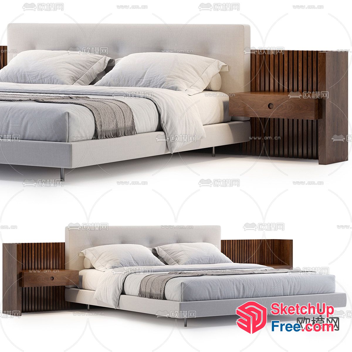 Modern Bed Design With Sleek Bedside Tables 3D SketchUp File
