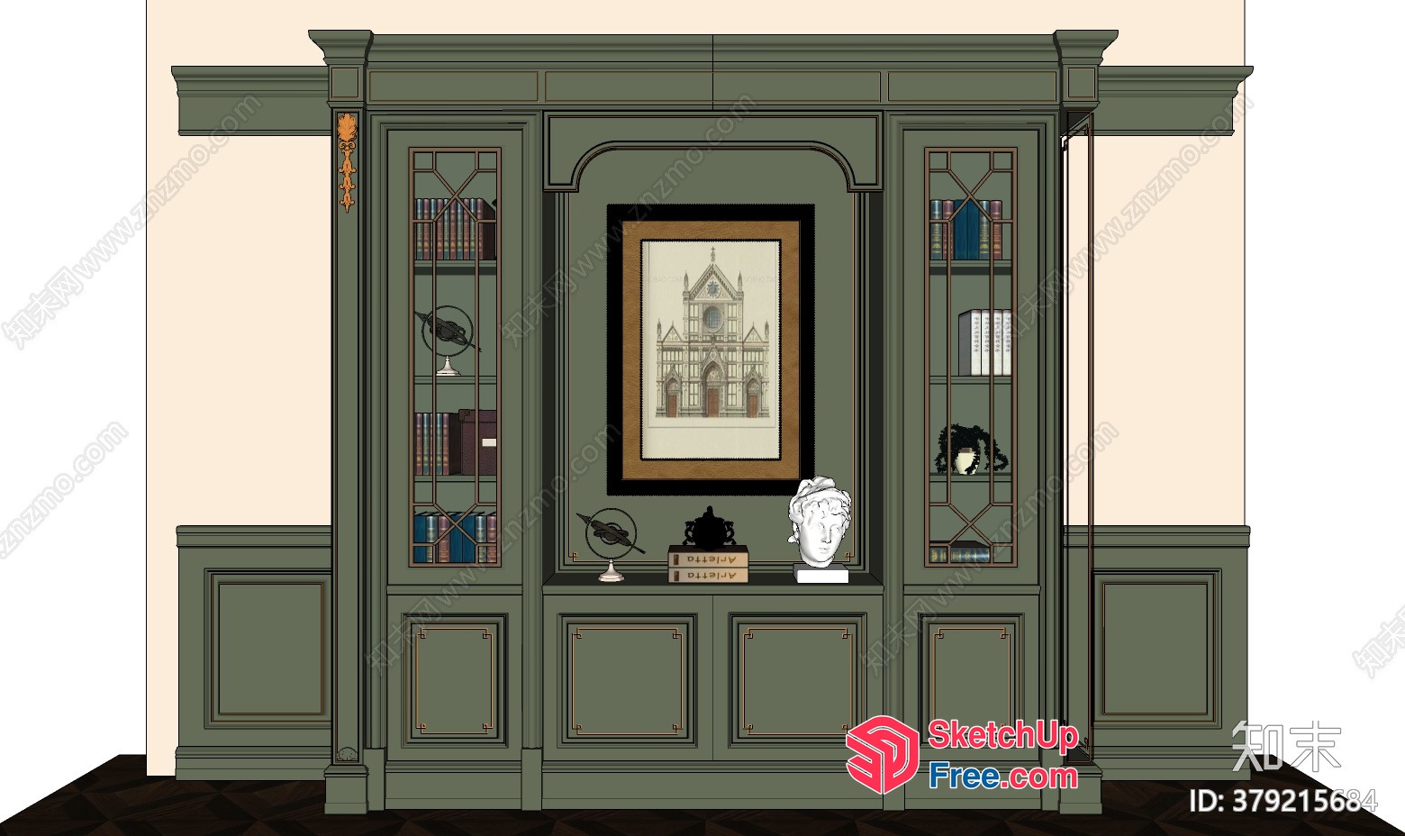 Classic Moulding Bookcase 3D SketchUp File