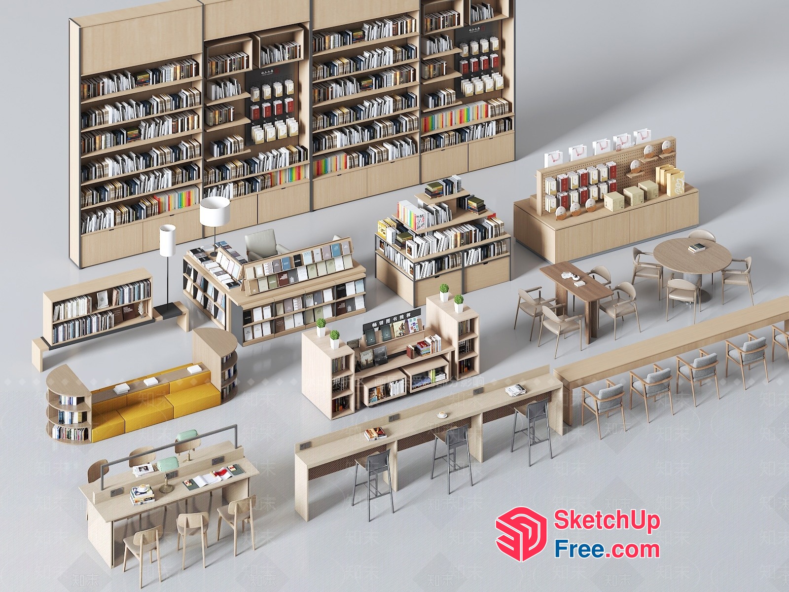 Modern Library Interior Design 3D SketchUp File