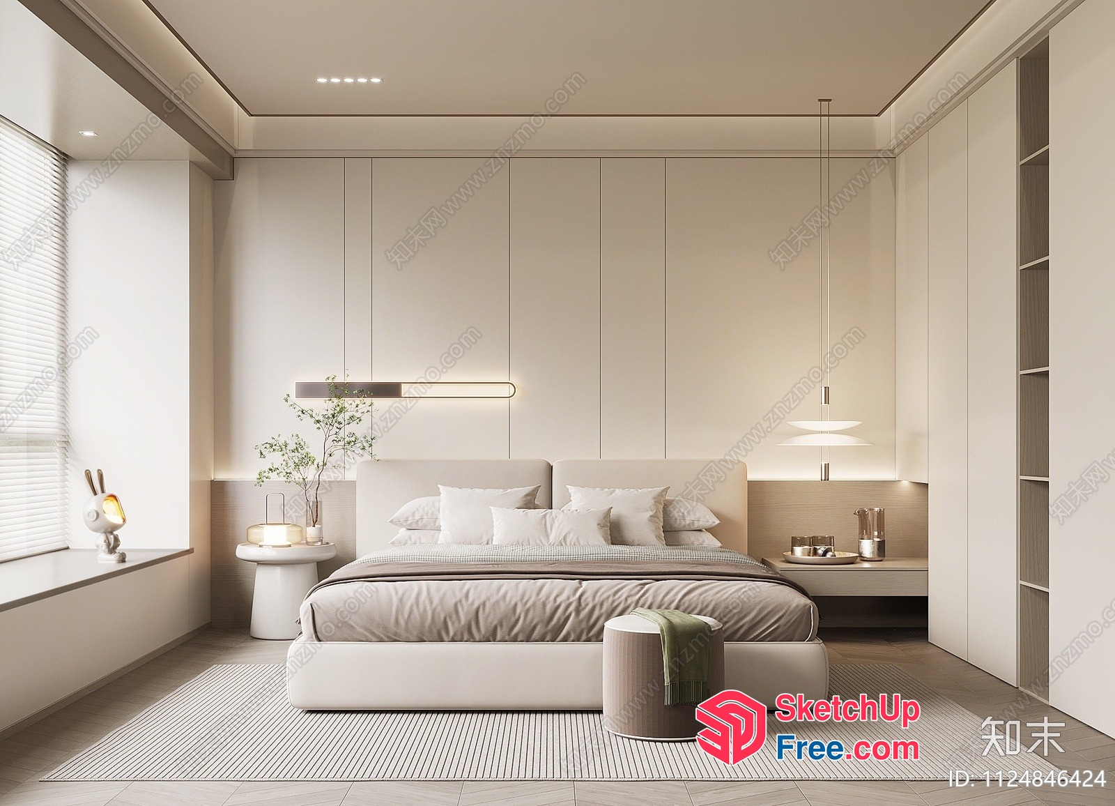 Elegant Minimalist Bedroom Design 3D SketchUp File
