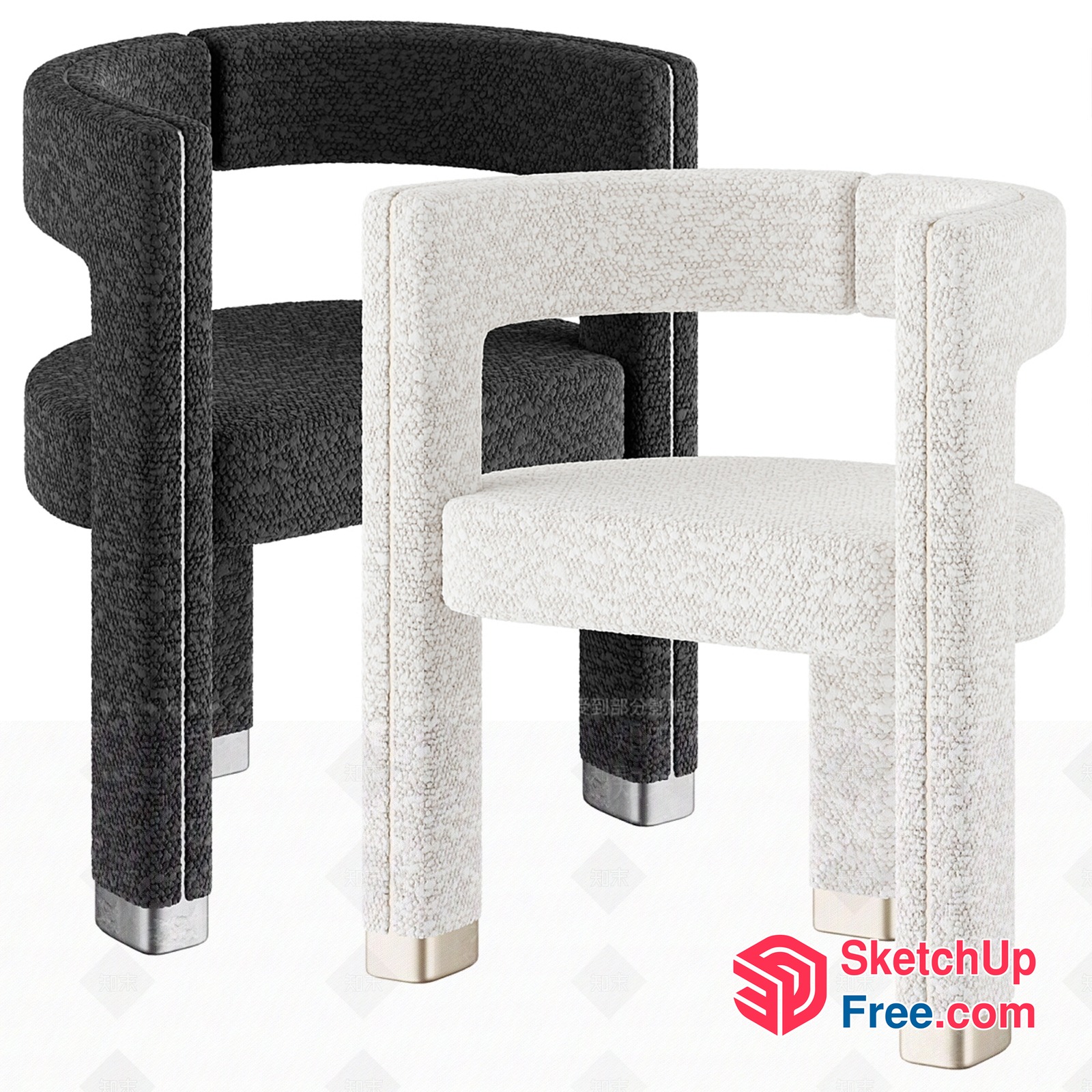 Modern Minimalist Corner Chair Set 3D SketchUp File