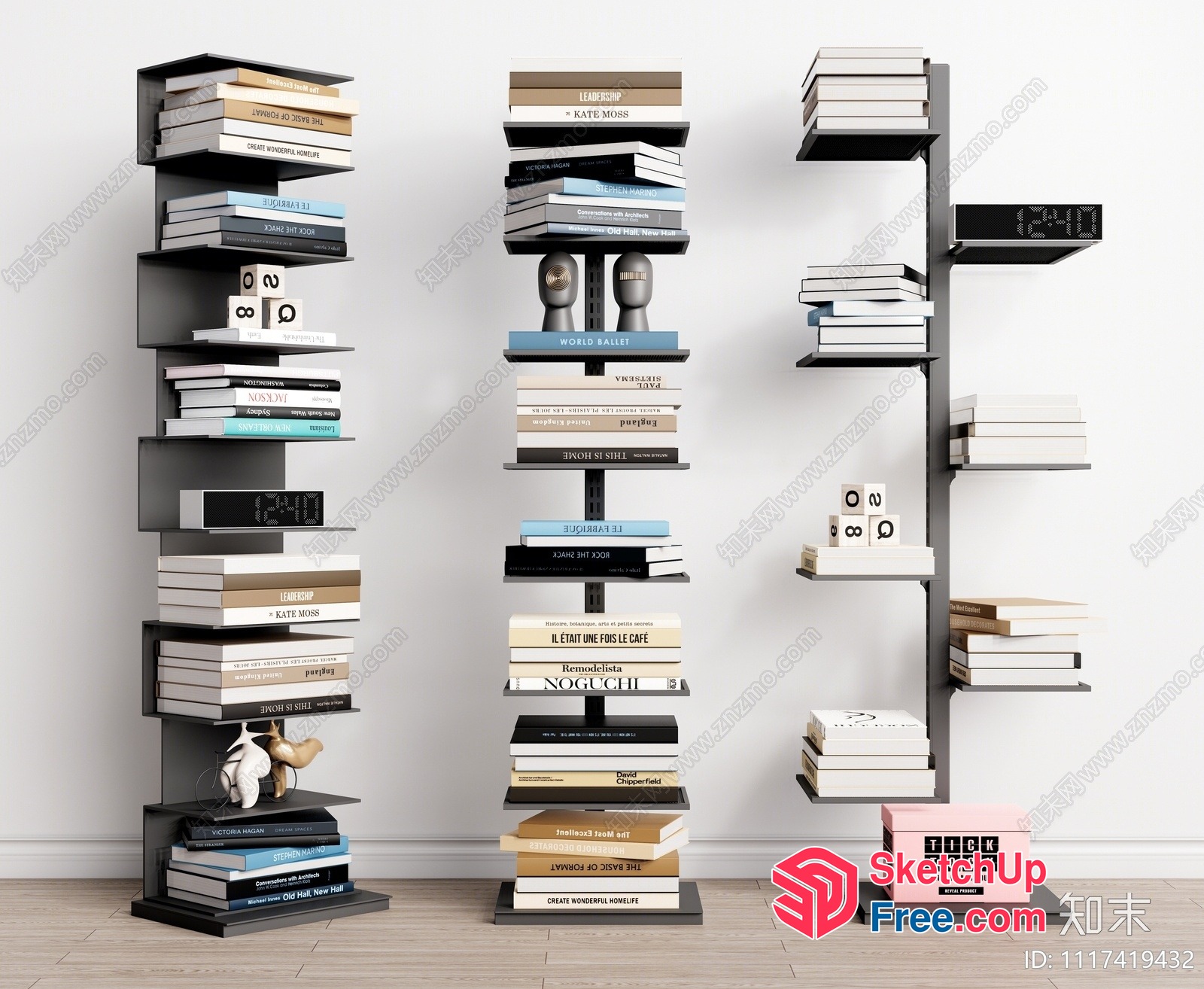 Bookcase With Minimalist Style And Decorative Shelf 3D SketchUp File
