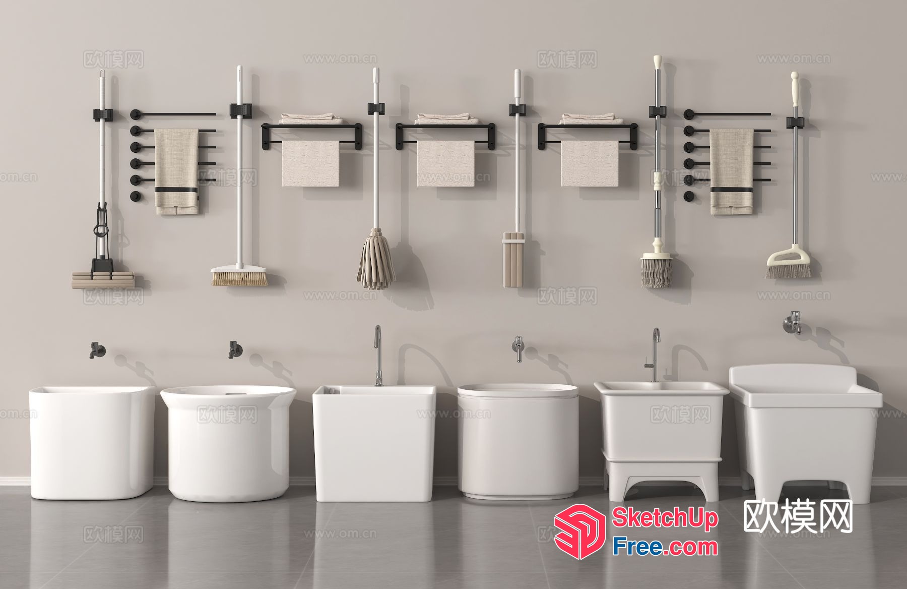 White Bathroom Fixtures And Accessories 3D SketchUp File