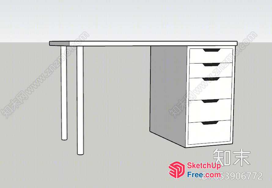 Minimalist Desk And Dresser 3D SketchUp File