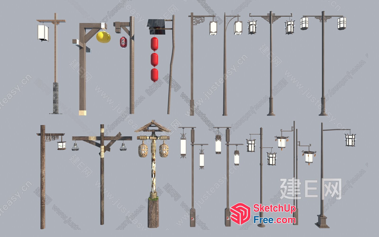 Traditional Japanese Street Lighting Collection 3D SketchUp File