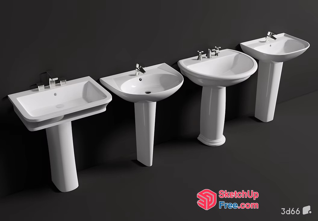 White Pedestal Sink Collection 3D SketchUp File