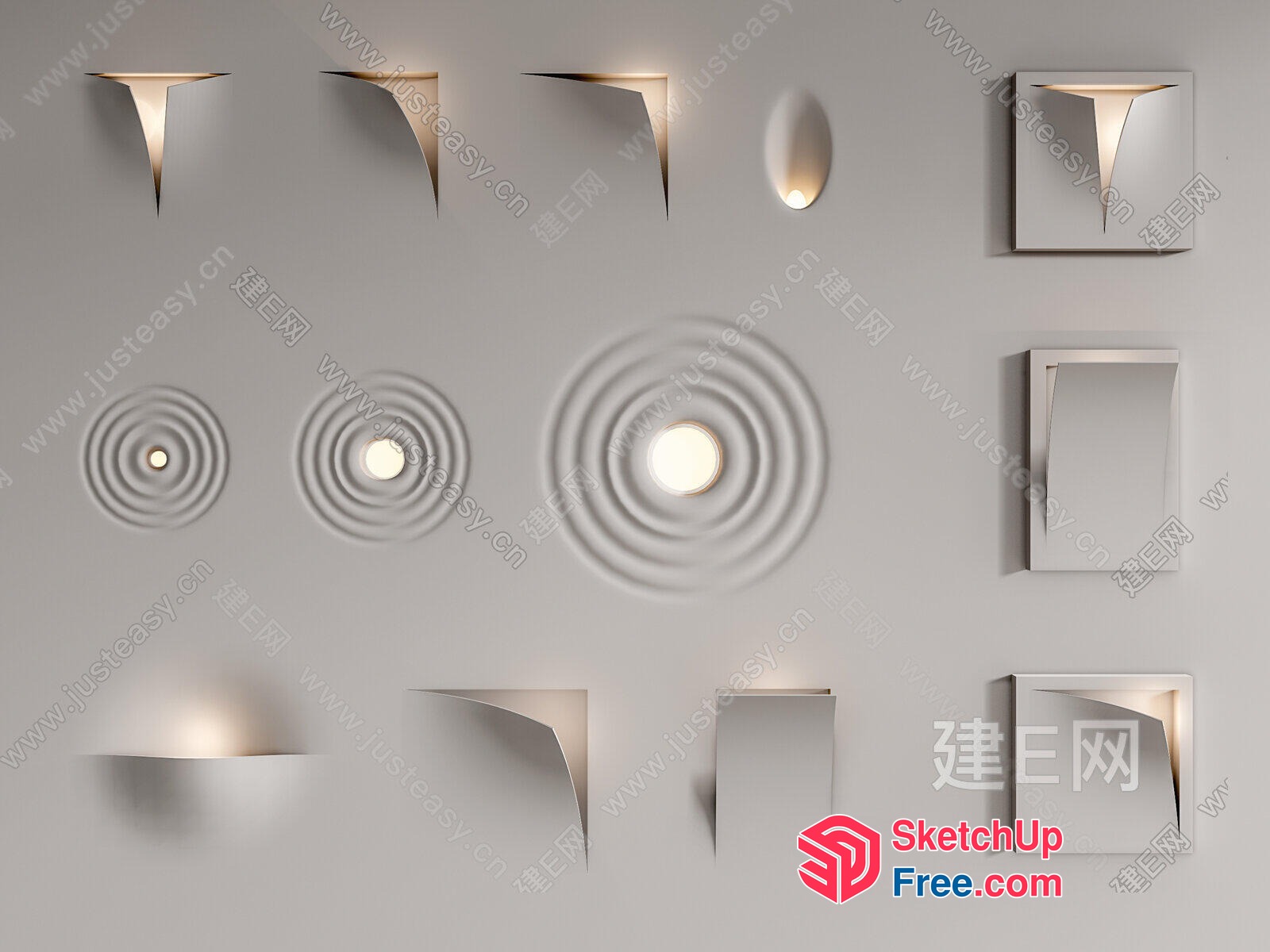 Modern Wall Lighting Fixtures Collection 3D SketchUp File