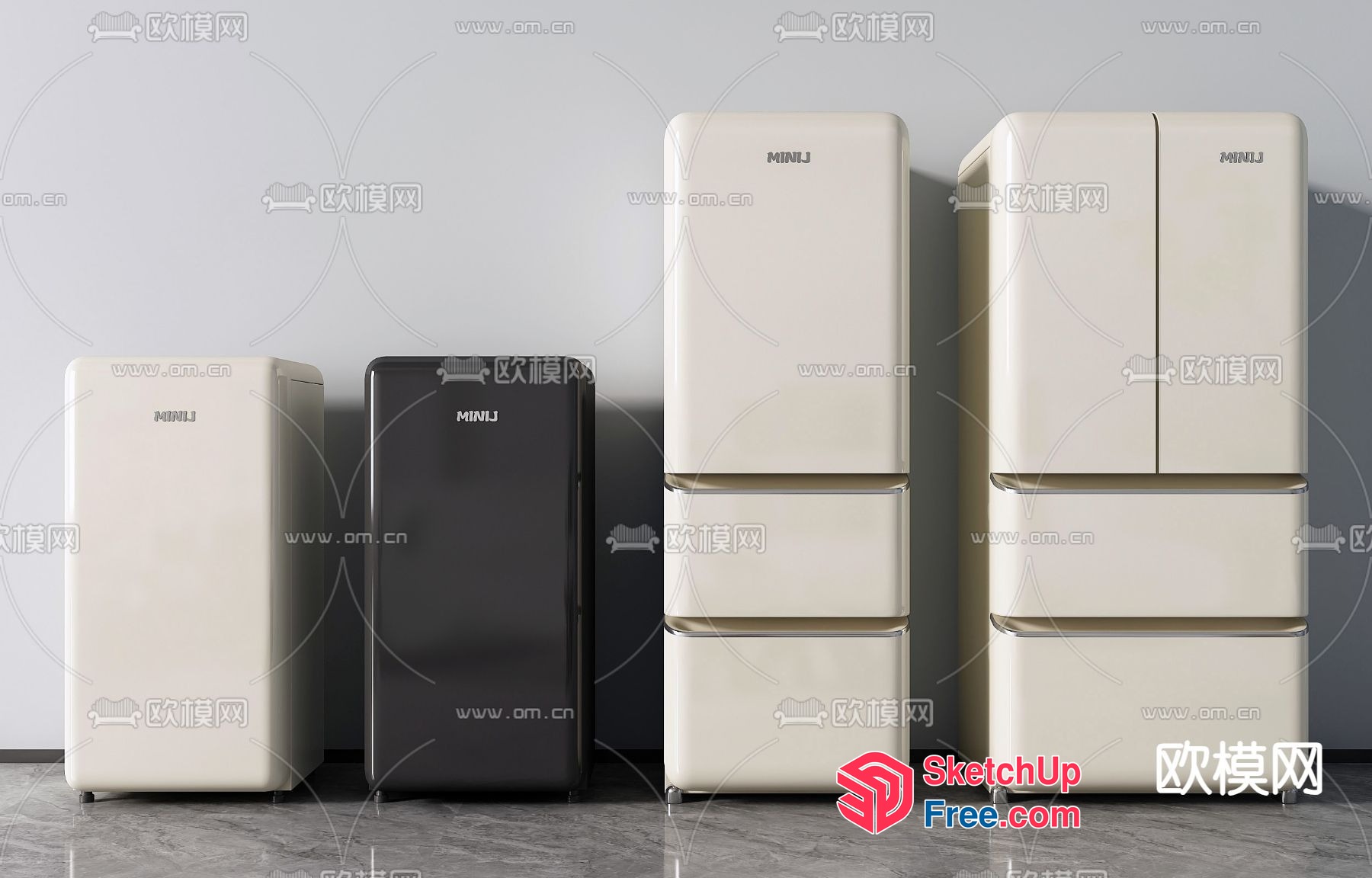 A Collection Of Refrigerators In Various Styles 3D SketchUp File