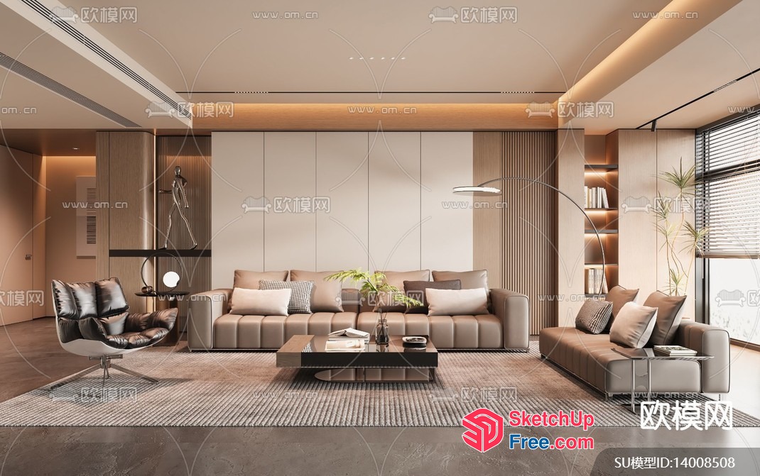 Modern Minimalist Living Room Interior Design 3D SketchUp File