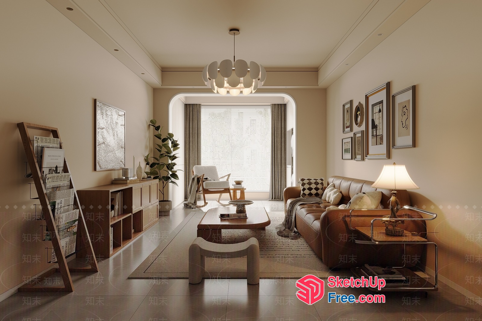 Modern Minimalist Living Room With Natural Light 3D SketchUp File