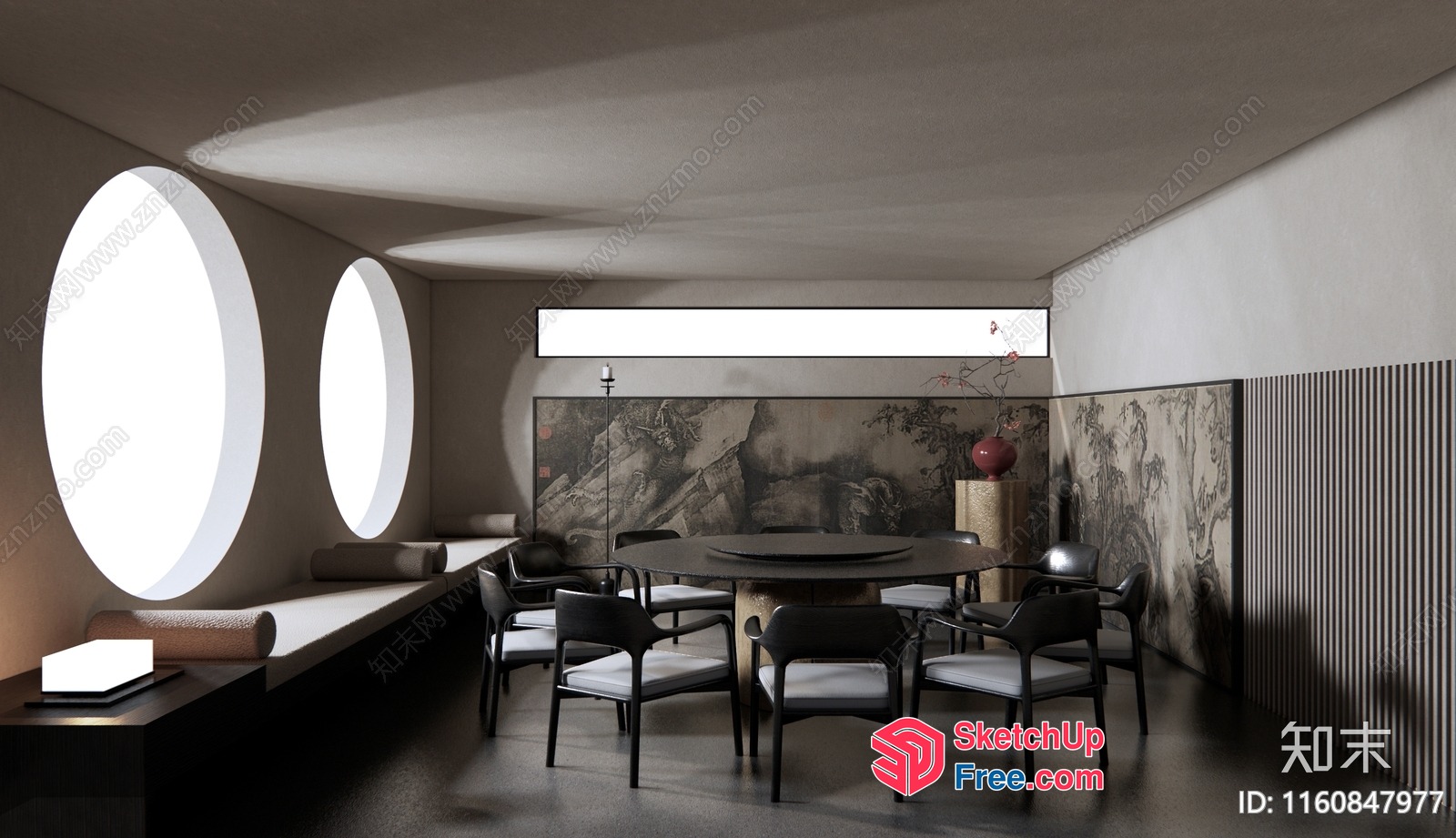 Modern Minimalist Japanese-Inspired Dining Room 3D SketchUp File