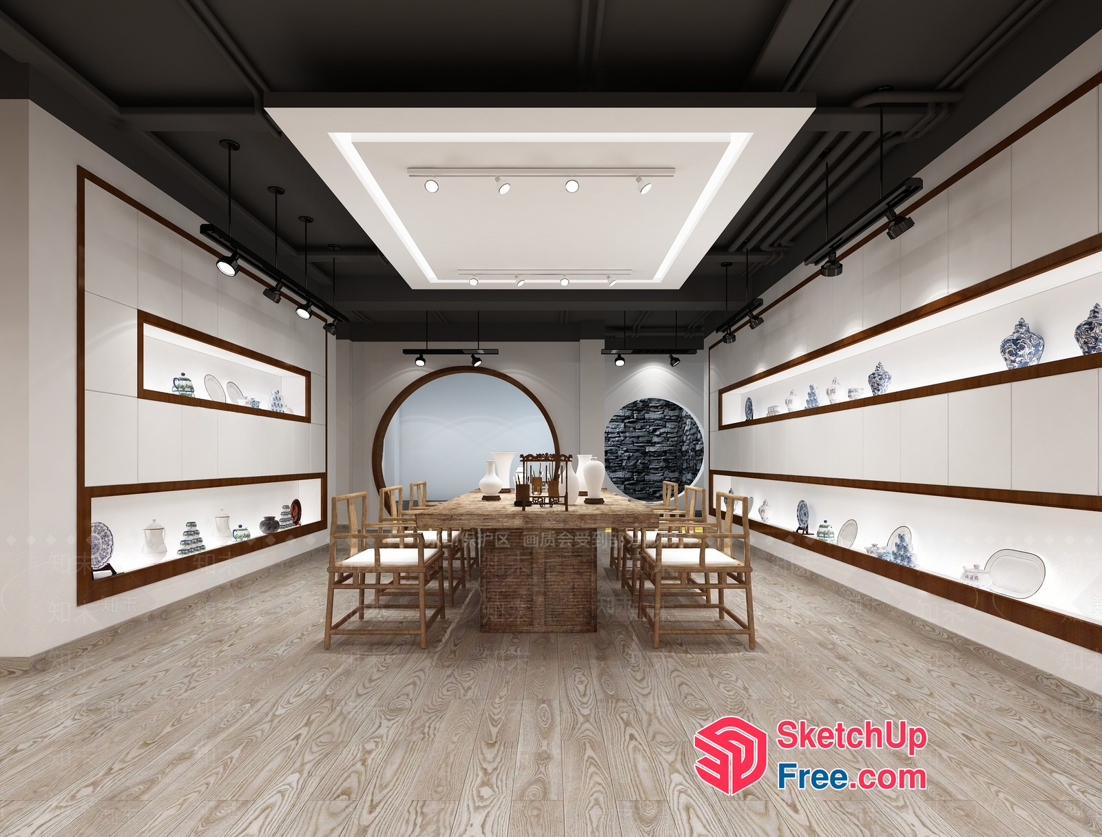 Modern Minimalist Dining Room With Elegant Table And Chairs 3D SketchUp File