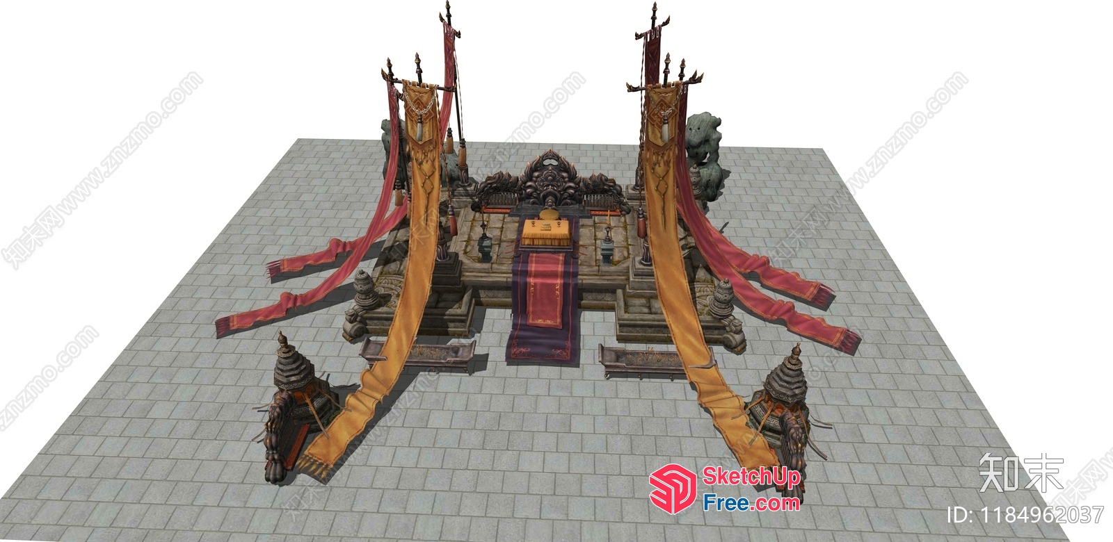Ancient Asian Temple Interior 3D SketchUp File