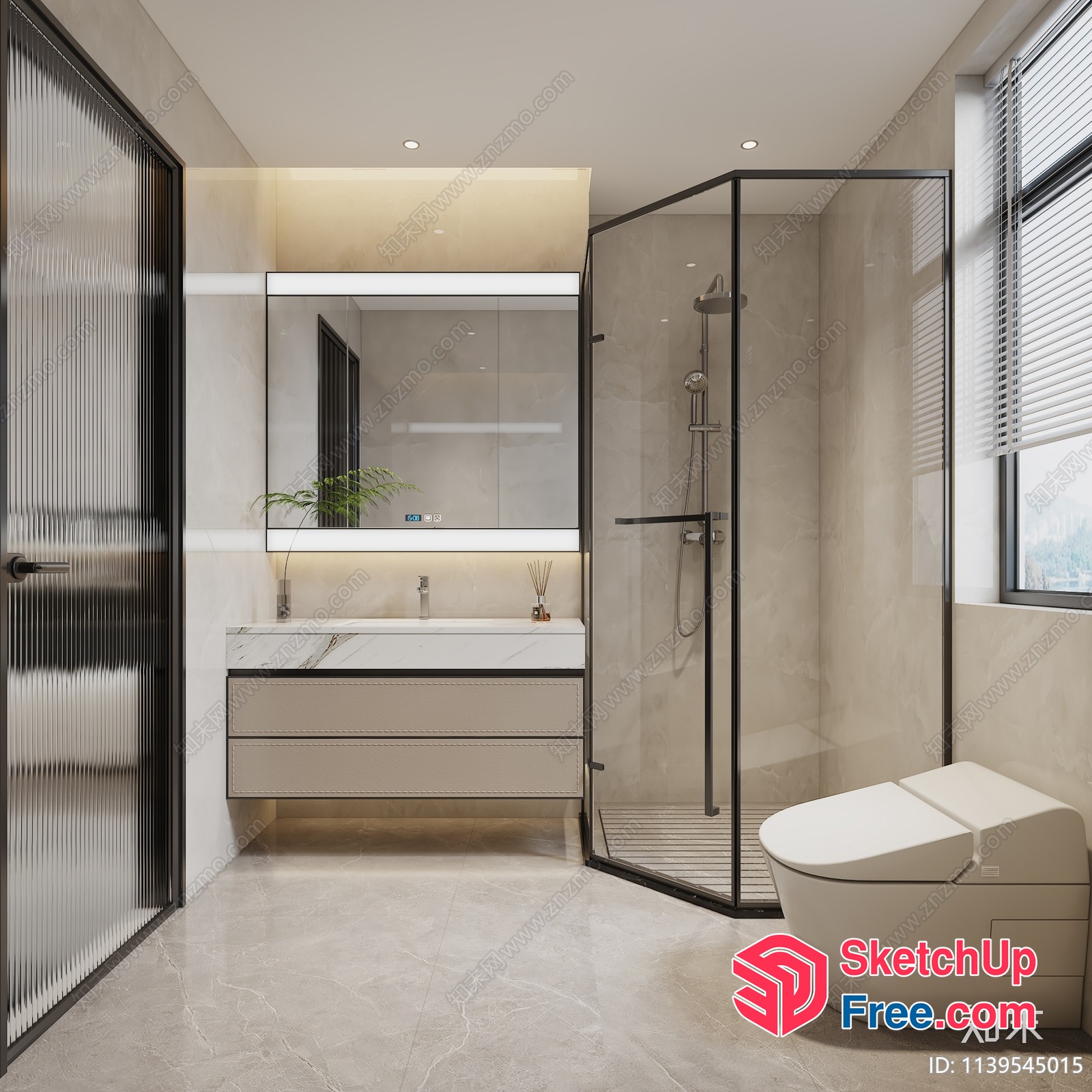 Modern Bathroom Interior With Clean Lines And Neutral Colors 3D SketchUp File
