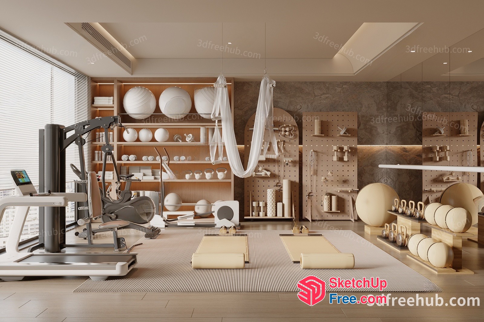 Modern Minimalist Exercise Room Interior Design 3D SketchUp File