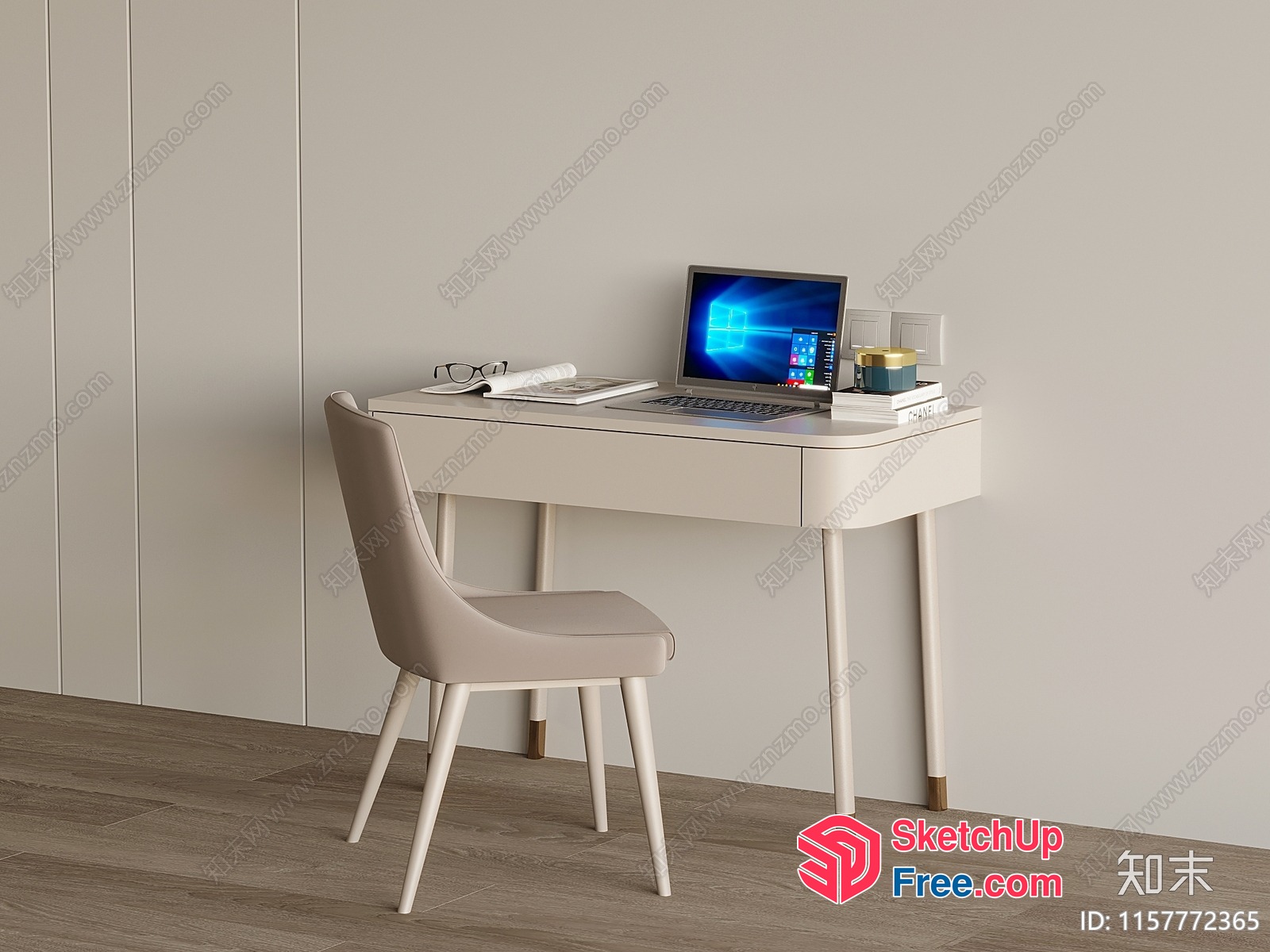 Modern Minimalist Office Space With Sleek Desk And Chair 3D SketchUp File