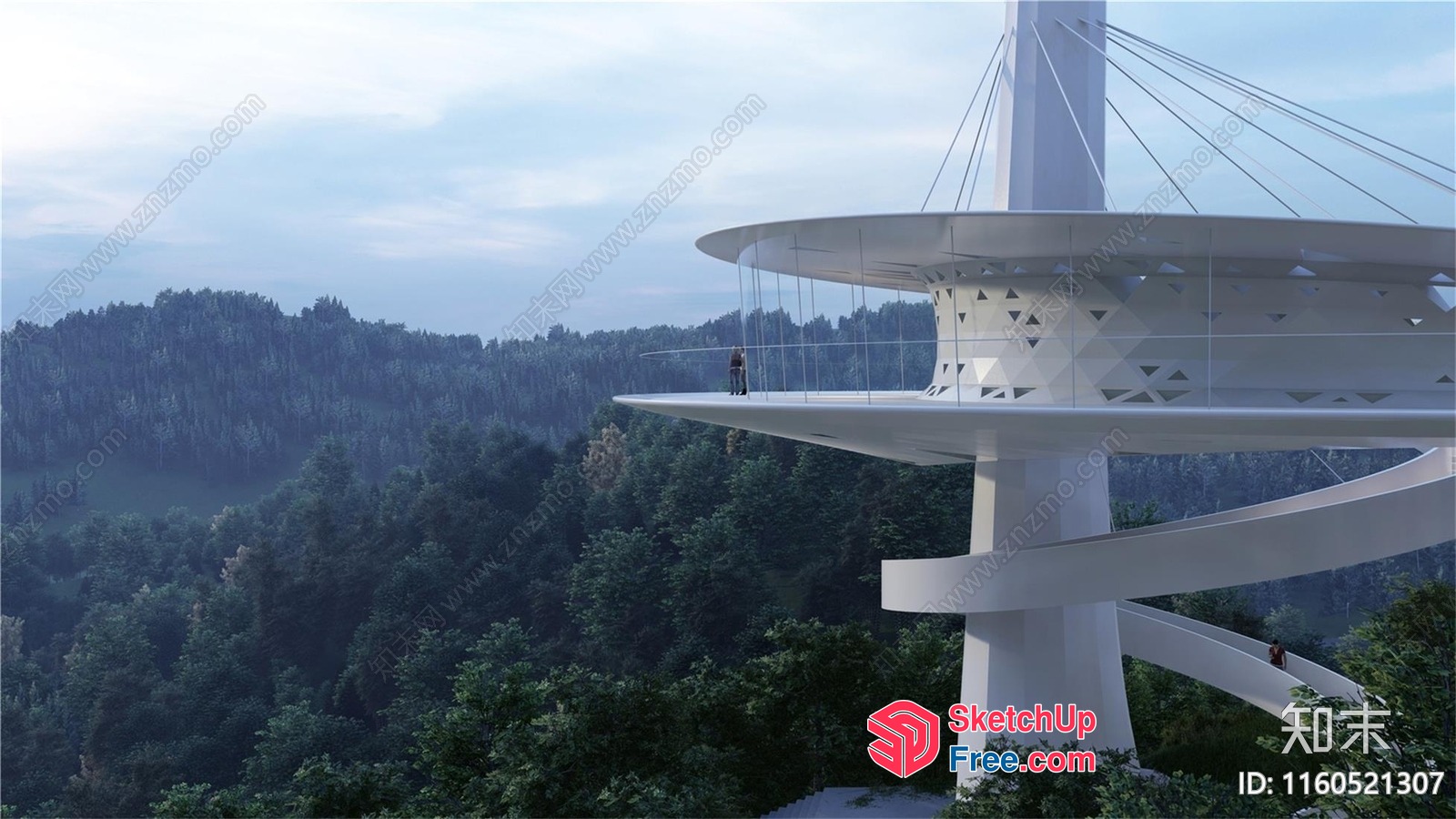 Futuristic Spire Observation Deck 3D SketchUp File