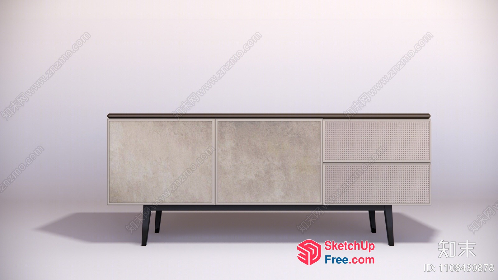 Modern Minimalist Sideboard With Creamy Style 3D SketchUp File