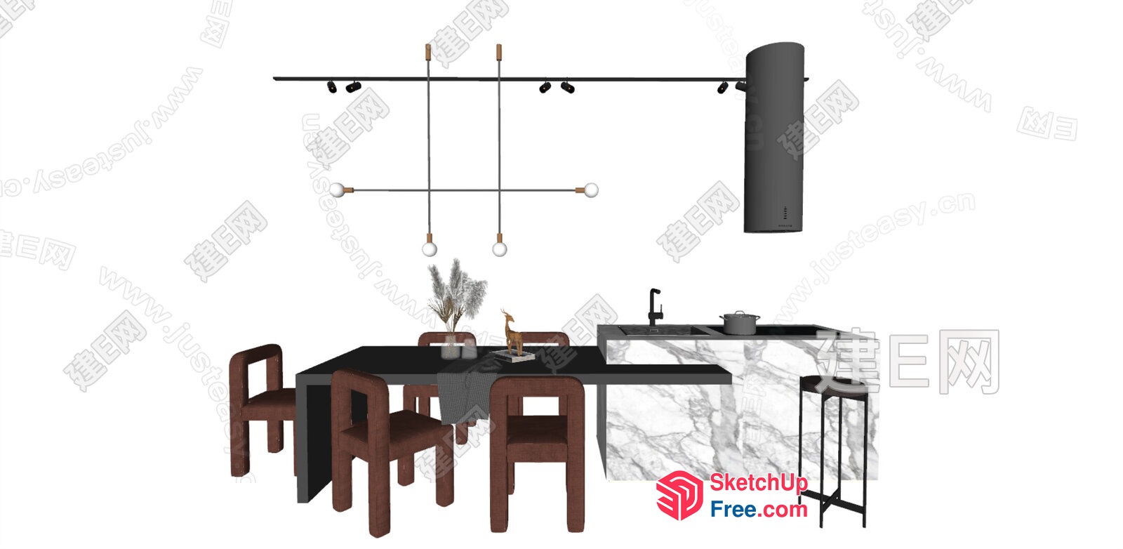 Modern Kitchen Dining Room Set 3D SketchUp File