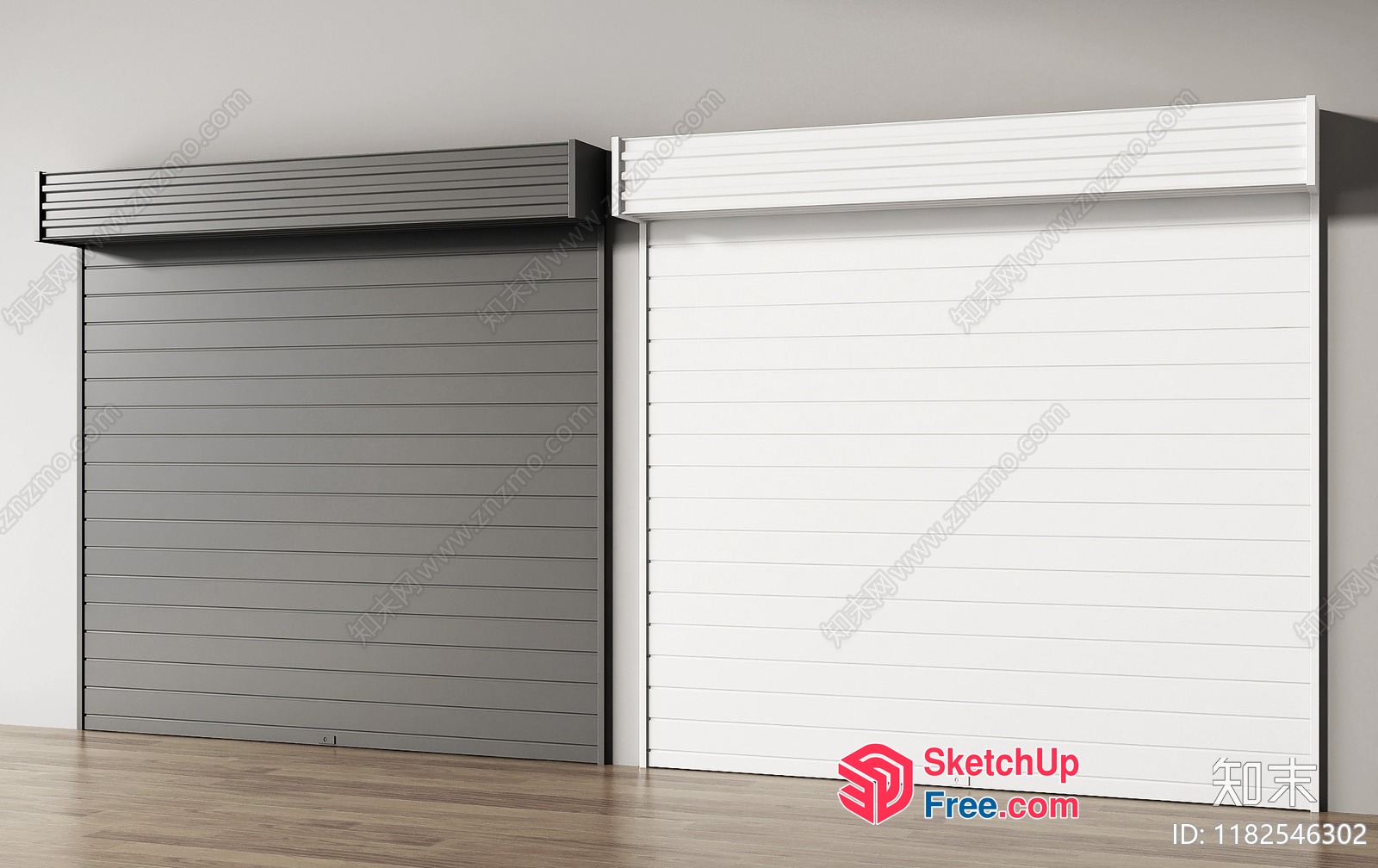 Two Garage Doors With Track System 3D SketchUp File