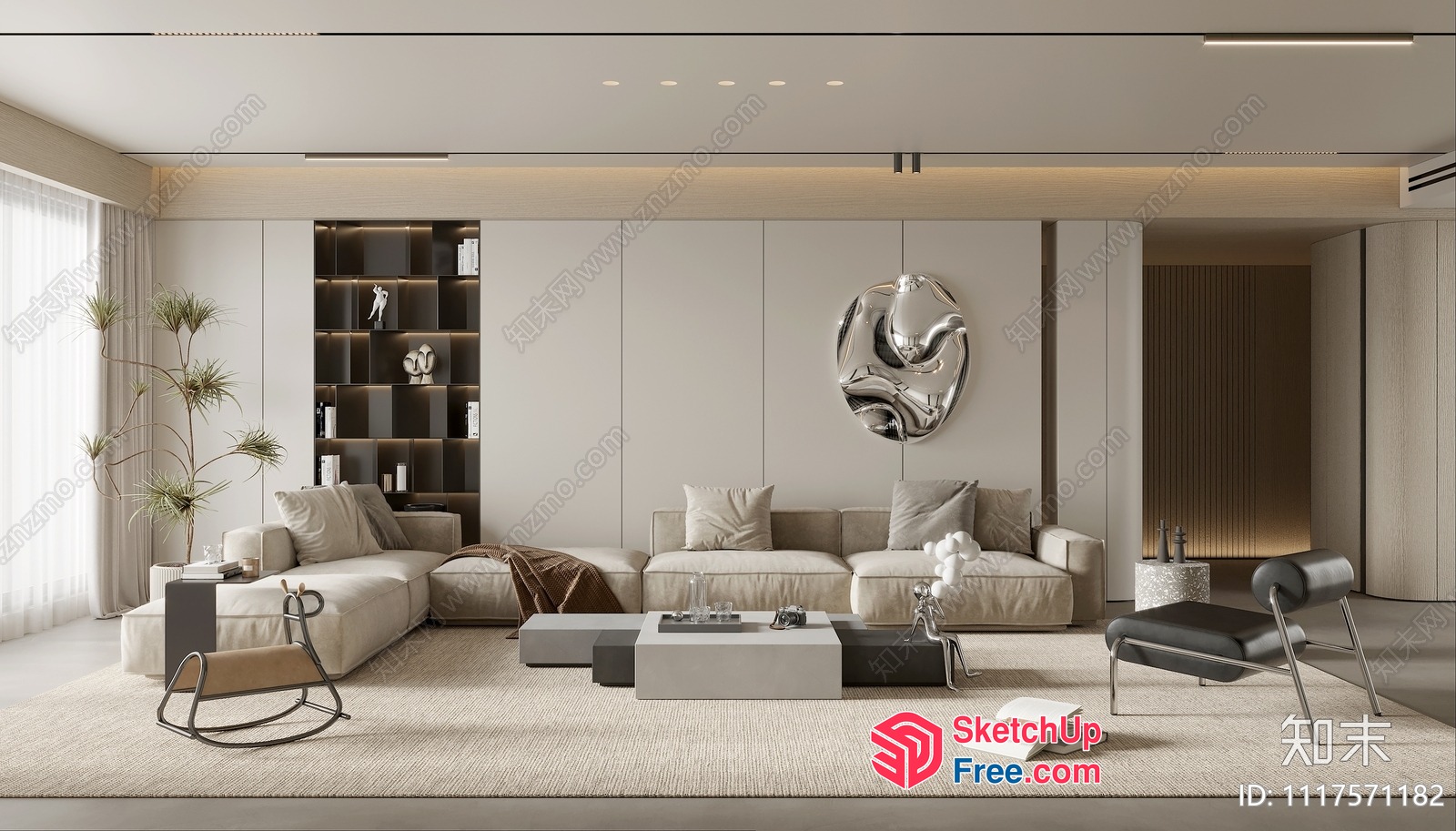 Elegant Minimalist Modern Living Room 3D SketchUp File