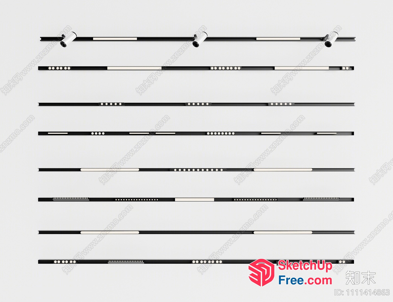 Long Horizontal Light Fixtures With White Accents 3D SketchUp File