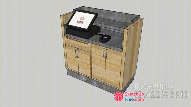 Modern Wooden Furniture With Grey Counter And White Sign 3D SketchUp File