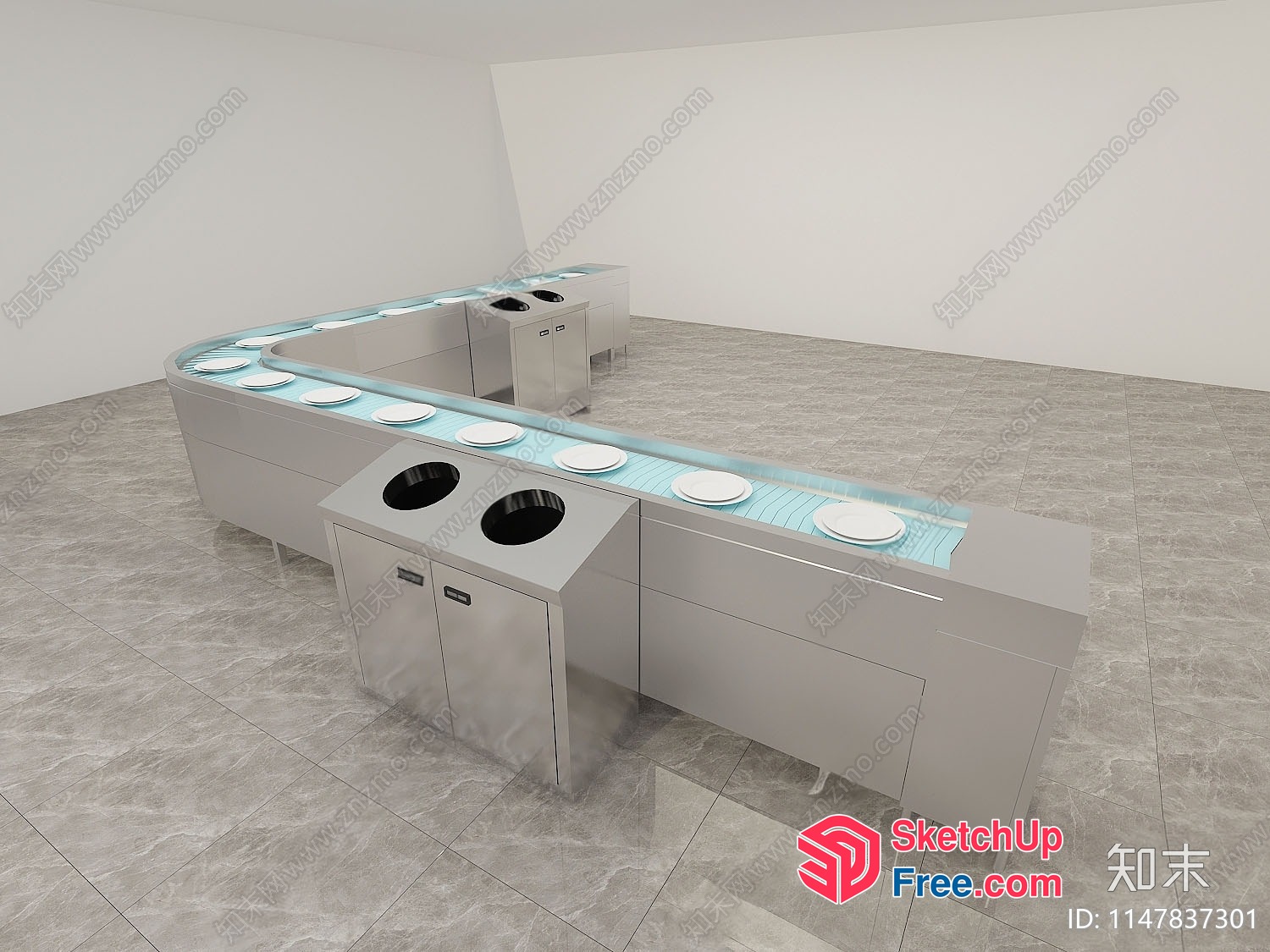 Modern Minimalist Interior With Sleek Gray Cabinets And White Plates 3D SketchUp File