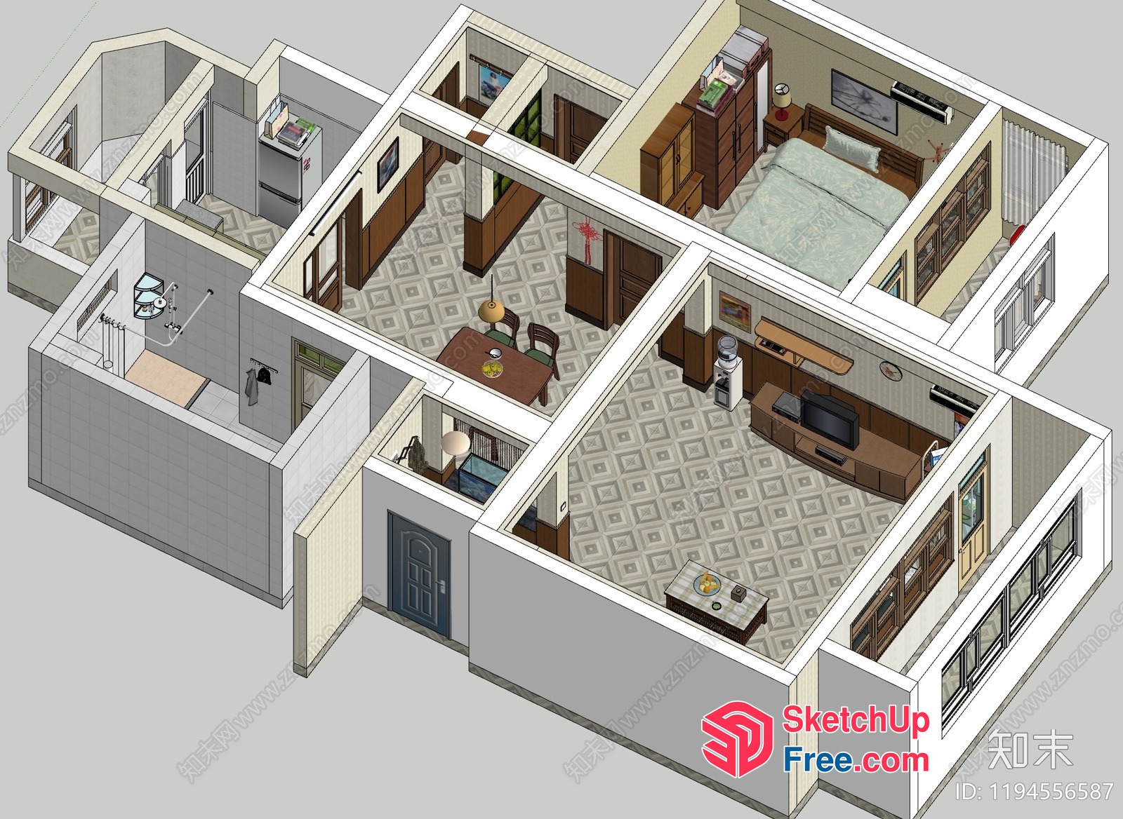3D Interior Design Of A Modern House 3D SketchUp File