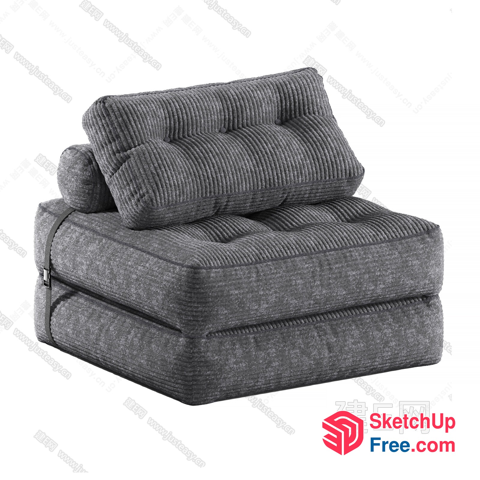 Comfortable Grey Corduroy Sofa 3D SketchUp File