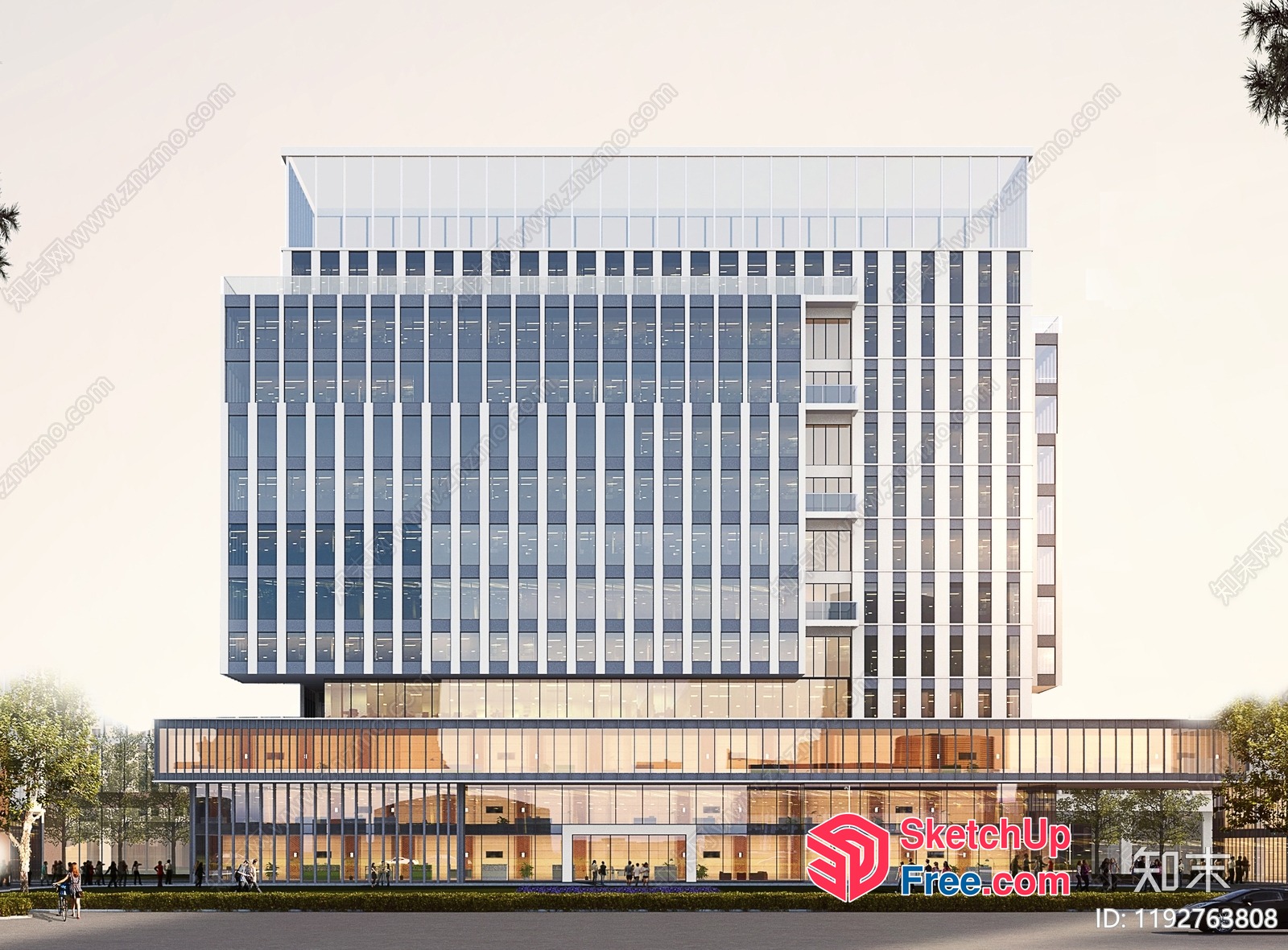Glass Curtain Wall Office Building 3D SketchUp File