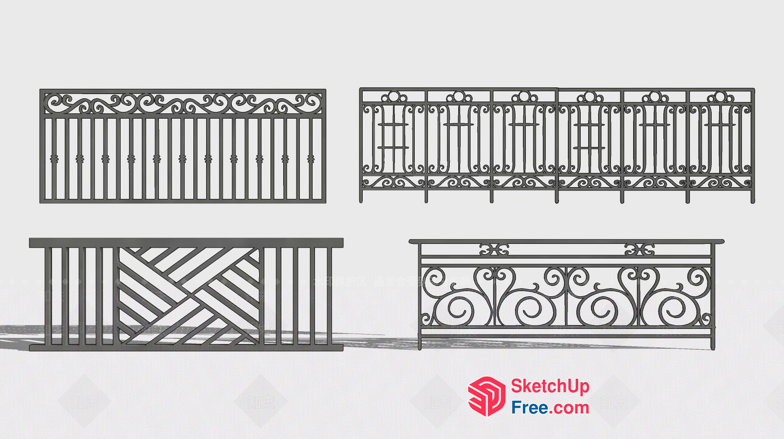 Ornate Ironwork Railing Designs 3D SketchUp File
