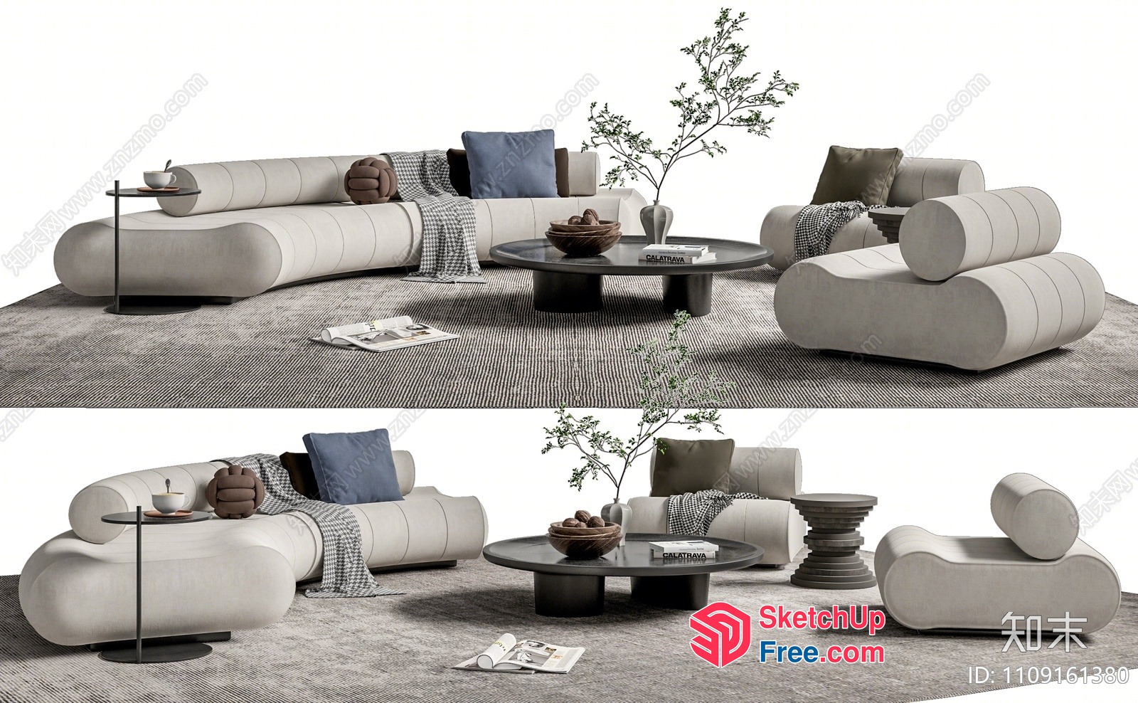 Modern Minimalist Living Room Furniture Set 3D SketchUp File